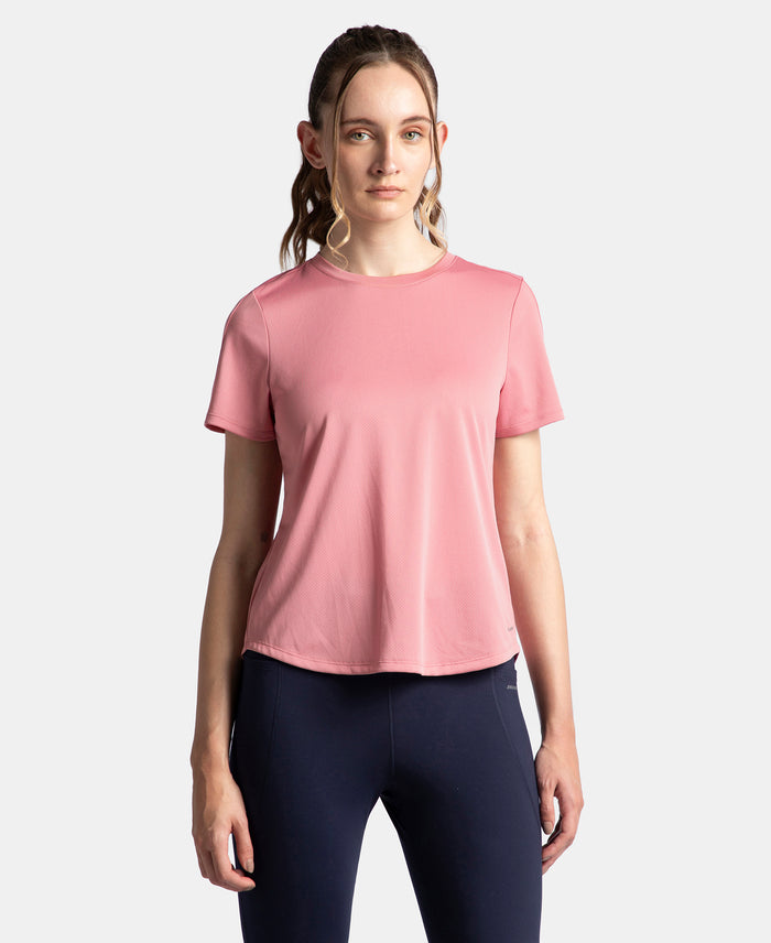 Microfiber Fabric Regular Fit Half Sleeve Breathable Mesh T-Shirt - Rose