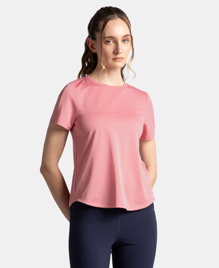 Microfiber Fabric Regular Fit Half Sleeve Breathable Mesh T-Shirt - Rose