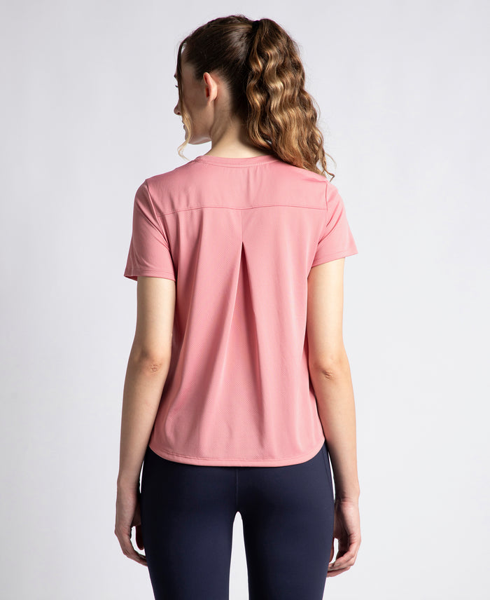 Microfiber Fabric Regular Fit Half Sleeve Breathable Mesh T-Shirt - Rose
