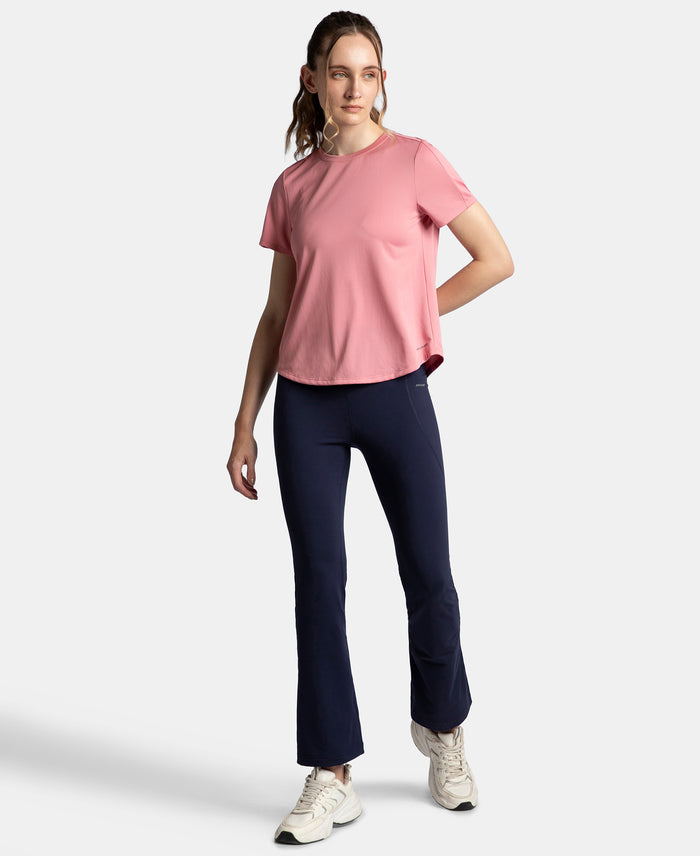 Microfiber Fabric Regular Fit Half Sleeve Breathable Mesh T-Shirt - Rose
