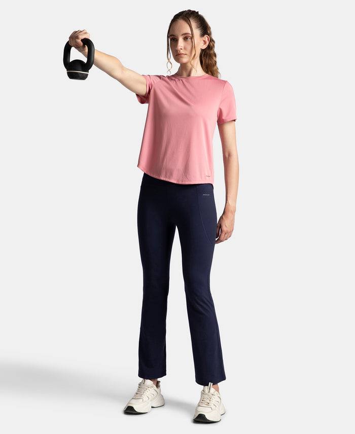 Microfiber Fabric Regular Fit Half Sleeve Breathable Mesh T-Shirt - Rose
