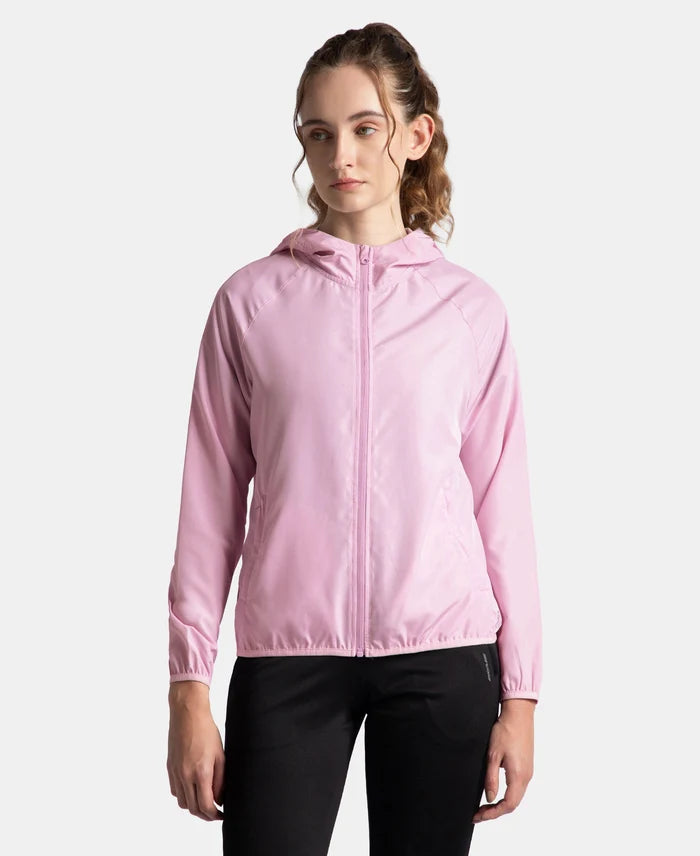 Microfiber Fabric Relaxed Fit Raglan Styled Water Resistant Hoodie Jacket - Winsome Orchid