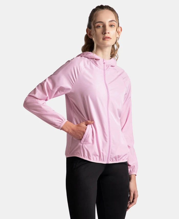 Microfiber Fabric Relaxed Fit Raglan Styled Water Resistant Hoodie Jacket - Winsome Orchid