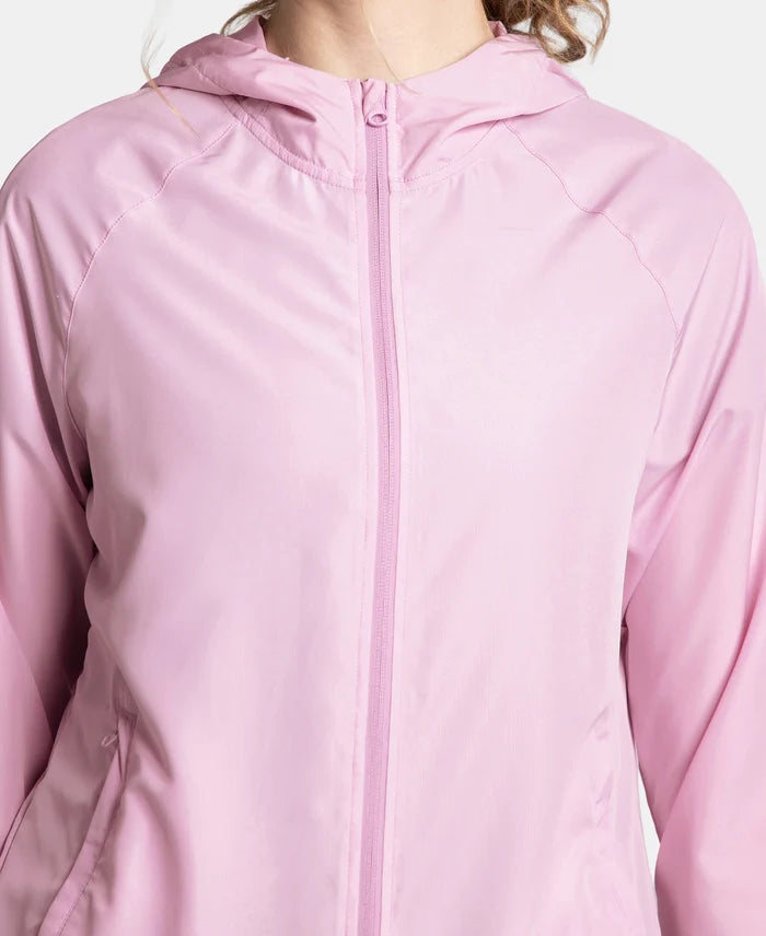Microfiber Fabric Relaxed Fit Raglan Styled Water Resistant Hoodie Jacket - Winsome Orchid