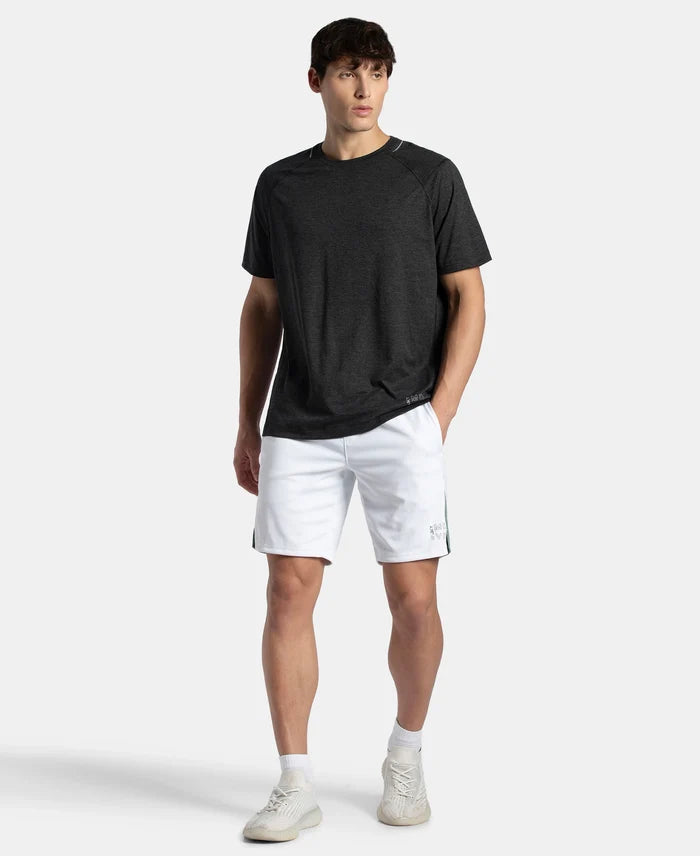 Microfiber Fabric Round Neck Half Sleeve T-Shirt with StayDry Tech - Black Melange