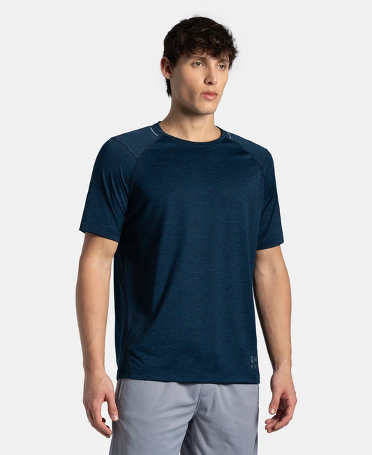Microfiber Fabric Round Neck Half Sleeve T-Shirt with StayDry Tech - Navy Melange