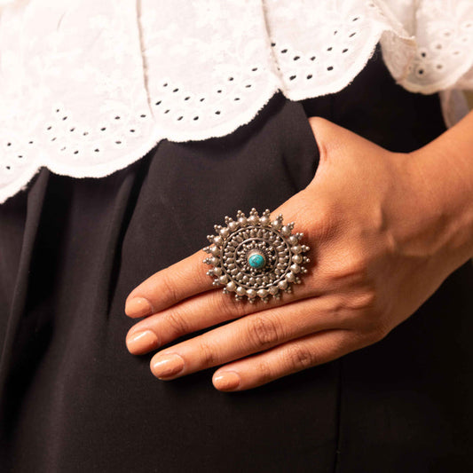 Mizoya Intricate Turquoise Classic Ring