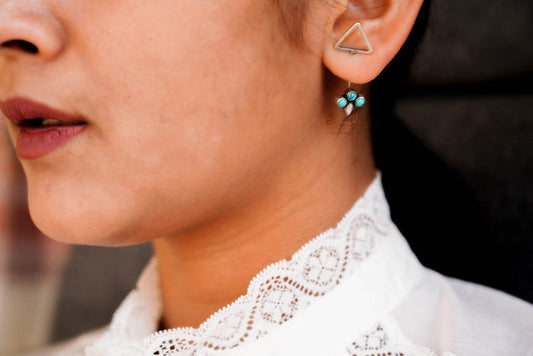 Moh Fine Triangle Drop motif studs model