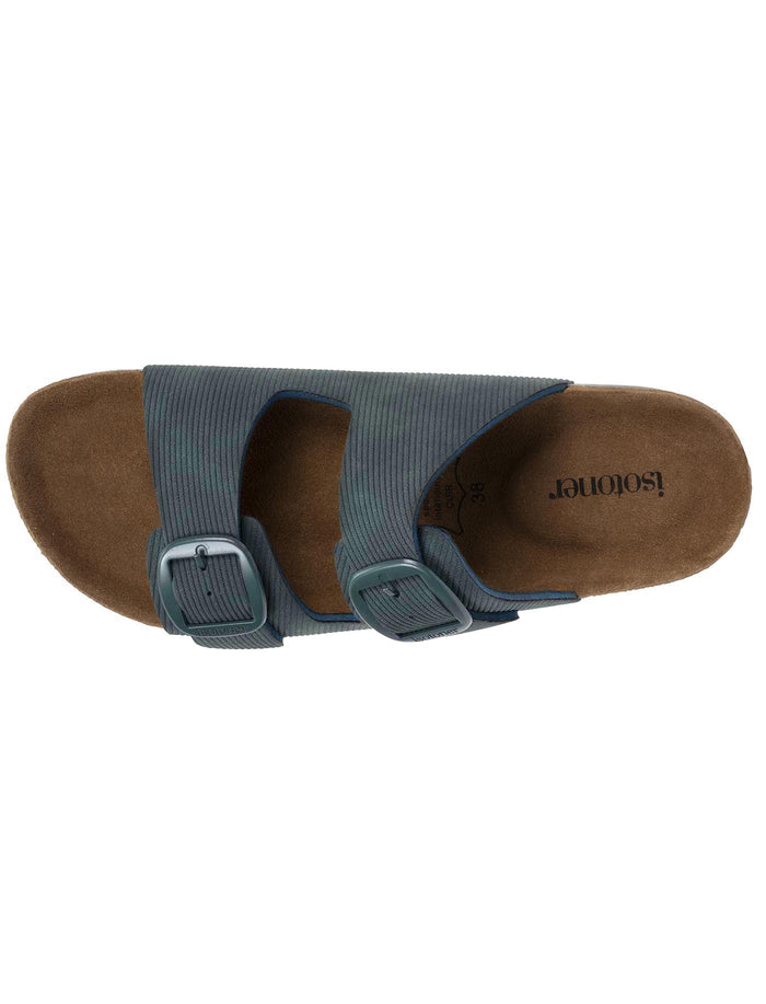 Mules sandales Femme Double Bride Bleu Canard