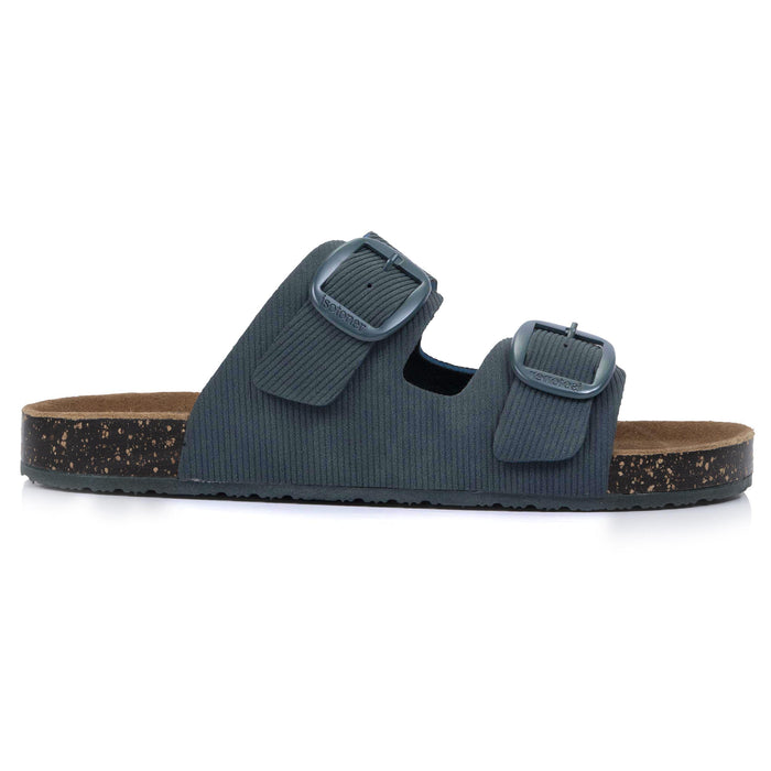 Mules sandales Femme Double Bride Bleu Canard