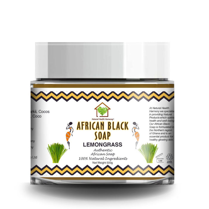 Natural Health Harmony African Black Soap Tub - Lemongrass 500g