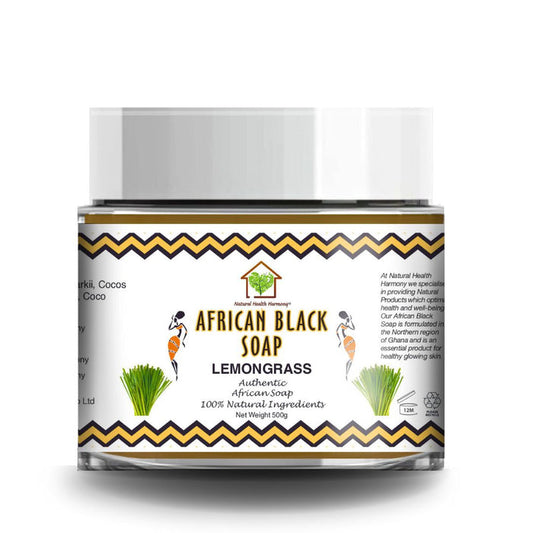 Natural Health Harmony African Black Soap Tub - Lemongrass 500g