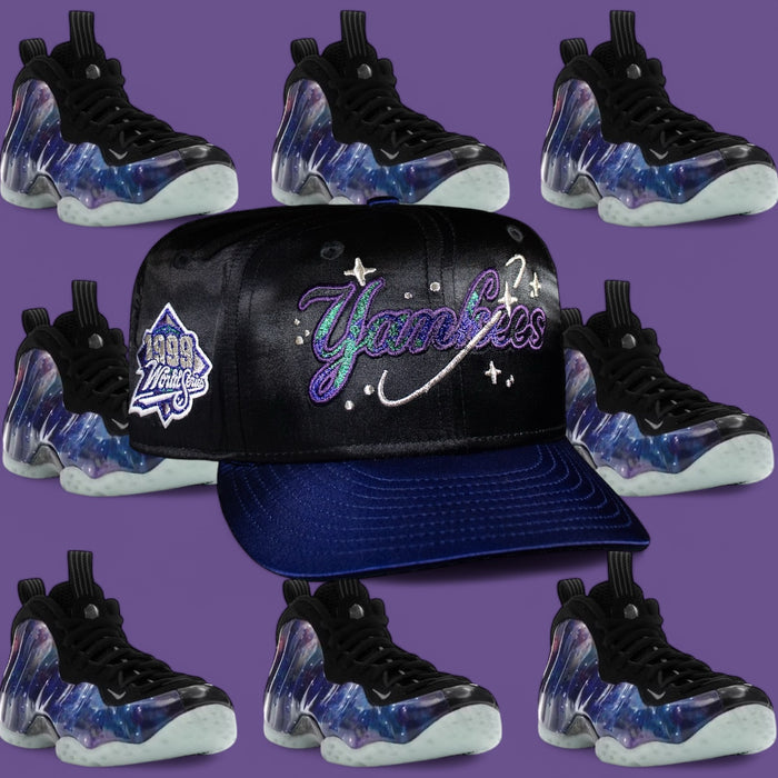 New York Yankees Galaxy Satin Black and Royal Script