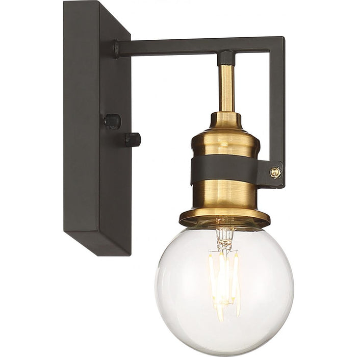 Wall Sconce Nuvo Lighting 60-6971 Intention 1 Light Vanity Sconce in Warm Brass and Black Nuvo Lighting