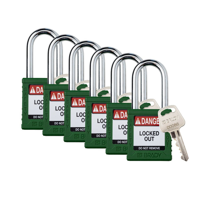 Pack of 6 Each / Steel / Green
