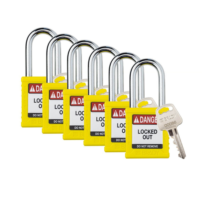 Pack of 6 Each / Steel / Yellow