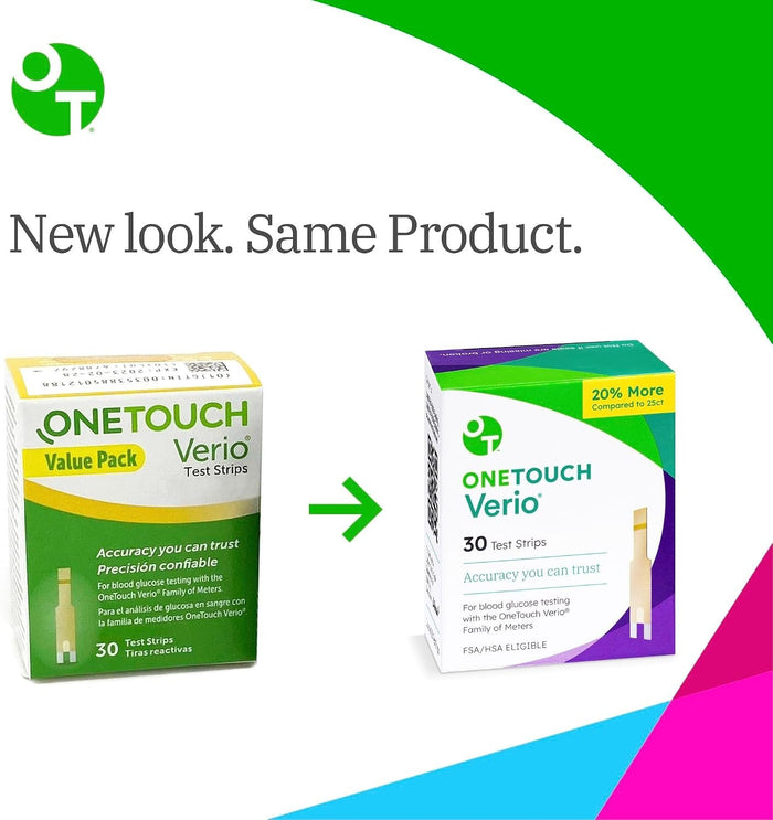 OneTouch Verio Blood Glucose Test Strips, 30 Count - 024183-Single - LL Medico