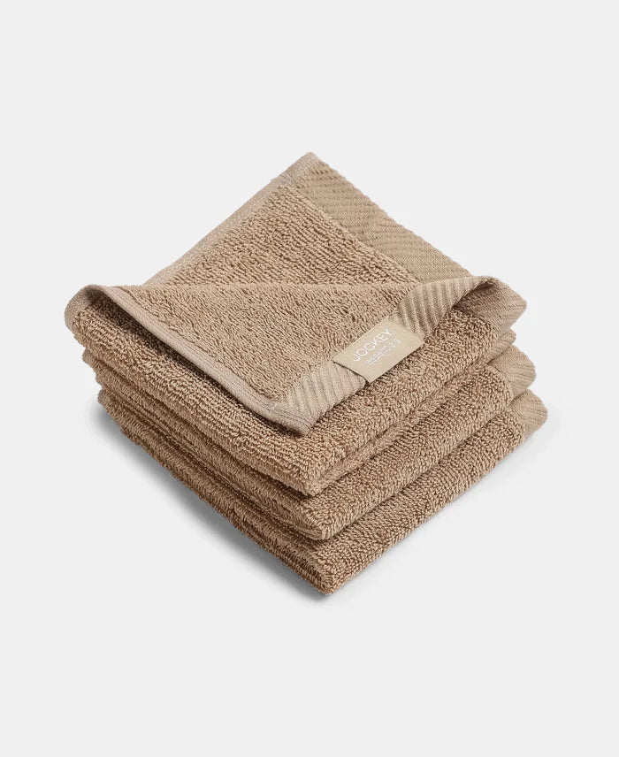 Pack of 6 Cotton Terry Ultrasoft and Durable Solid Face Towel - Grey & Camel