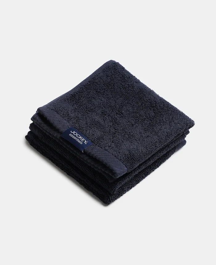 Pack of 6 Cotton Terry Ultrasoft and Durable Solid Face Towel - Navy & Camel