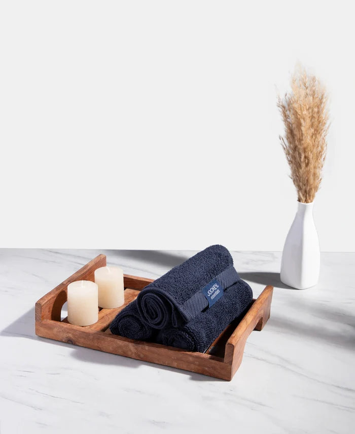 Pack of 6 Cotton Terry Ultrasoft and Durable Solid Face Towel - Navy & Camel
