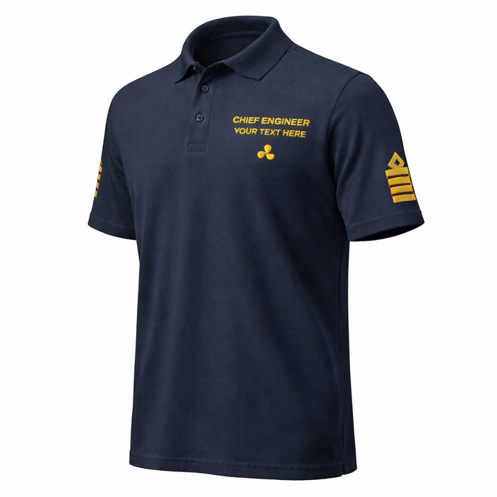 Personalized Chief Engineer Polo - Merchant Navy Uniform with Custom Embroidery