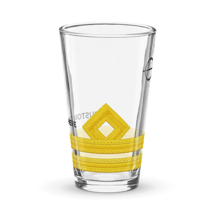 Personalized Second Officer pint glass with rank design and custom text
