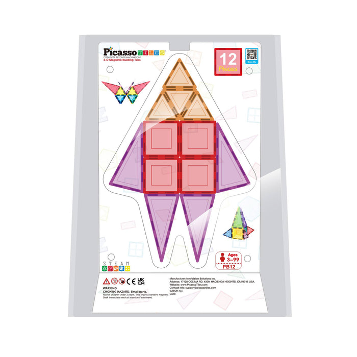 PicassoTiles: 12pc Magnetic Tile Building Set