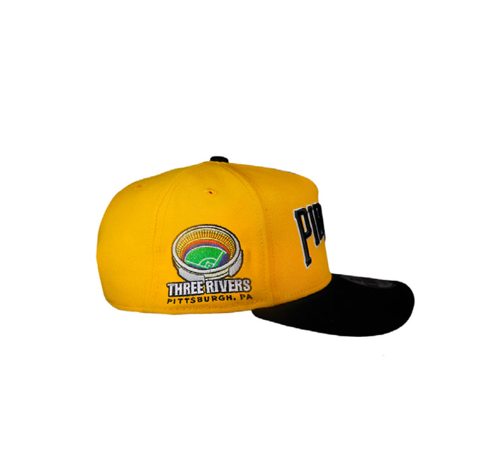 Pittsburgh Pirates Yellow & Black Script 950 AFrame 3Rivers Snap Back