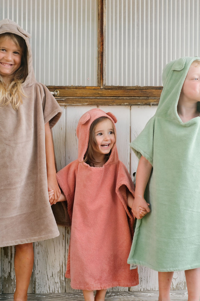 Poncho de bain enfant à capuche, Amande