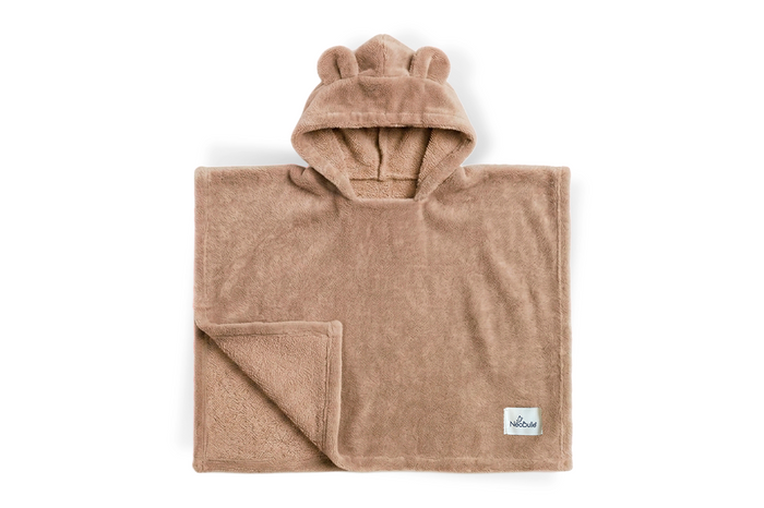 Poncho de bain enfant à capuche, Taupe