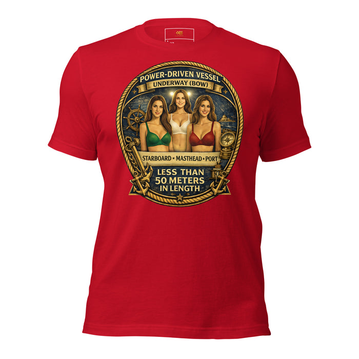 COLREG nav lights humor t-shirt less than 50 meters