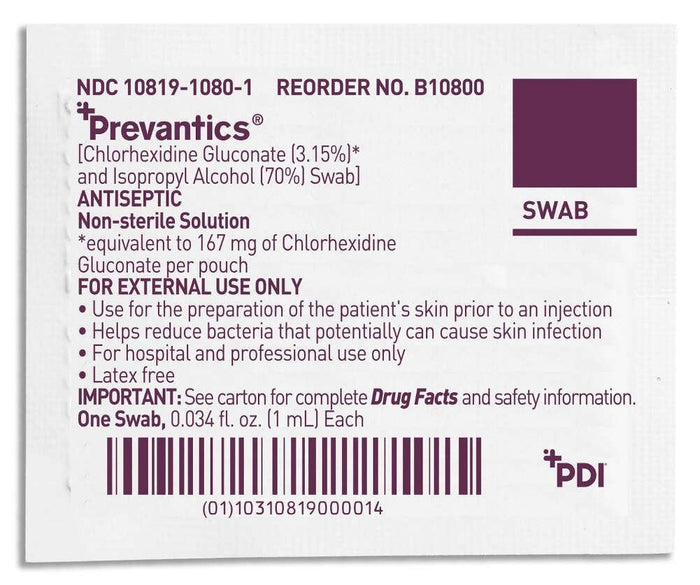 Prevantics Maxi Swabstick, Chlorhexidine Gluconate/Isopropyl Alcohol, 5.1 mL