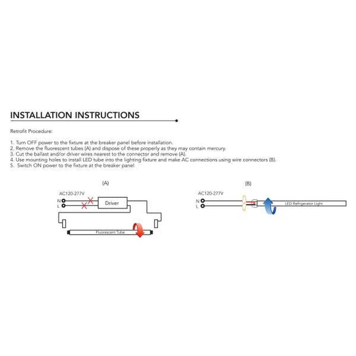 Refrigerator Lamp Radiant-Lite LED ZY-30W-1800-BINS-5000K 6 Ft Cooler/Refrigerator Light Radiant-Lite