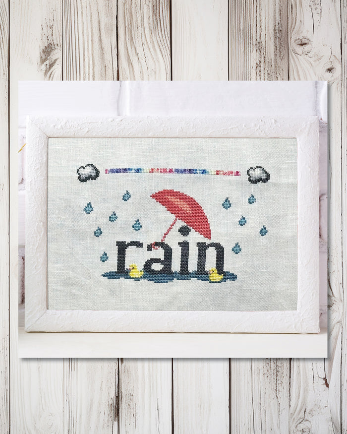 Rain Cross Stitch Pattern (Word Play Series)