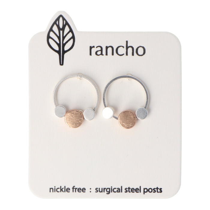 Rancho Studs - Silver Circle Rose Gold Dots Silver Feature Dot