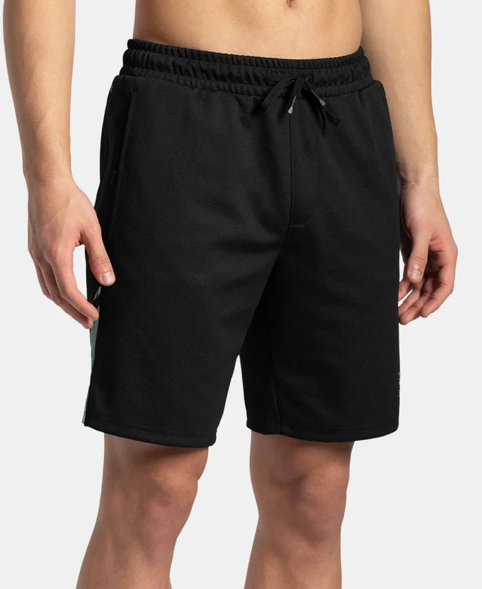 Recycled Microfiber Straight Fit Shorts with StayFresh Treatment - Black & Green