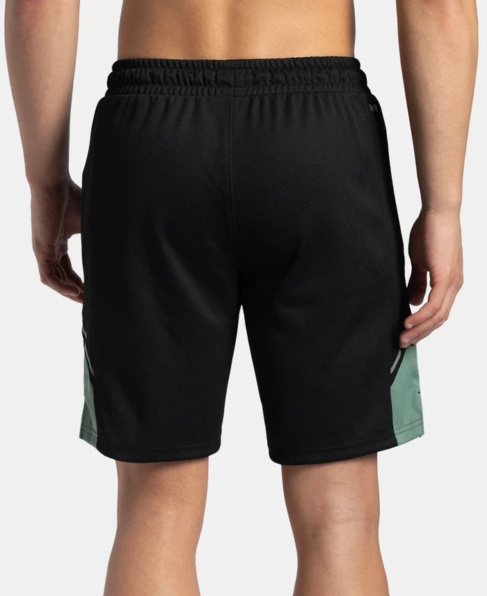 Recycled Microfiber Straight Fit Shorts with StayFresh Treatment - Black & Green