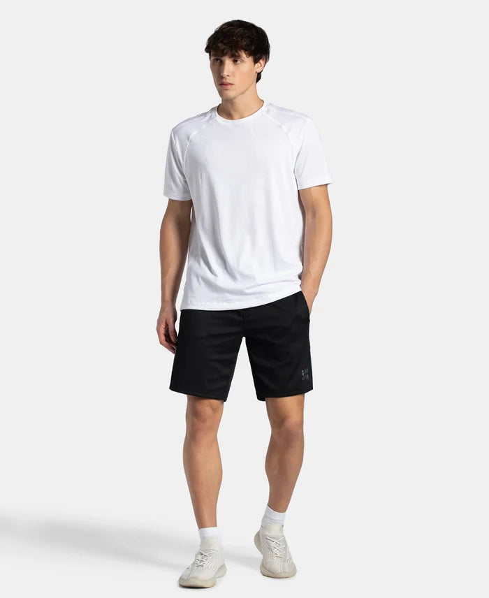 Recycled Microfiber Straight Fit Shorts with StayFresh Treatment - Black & Green