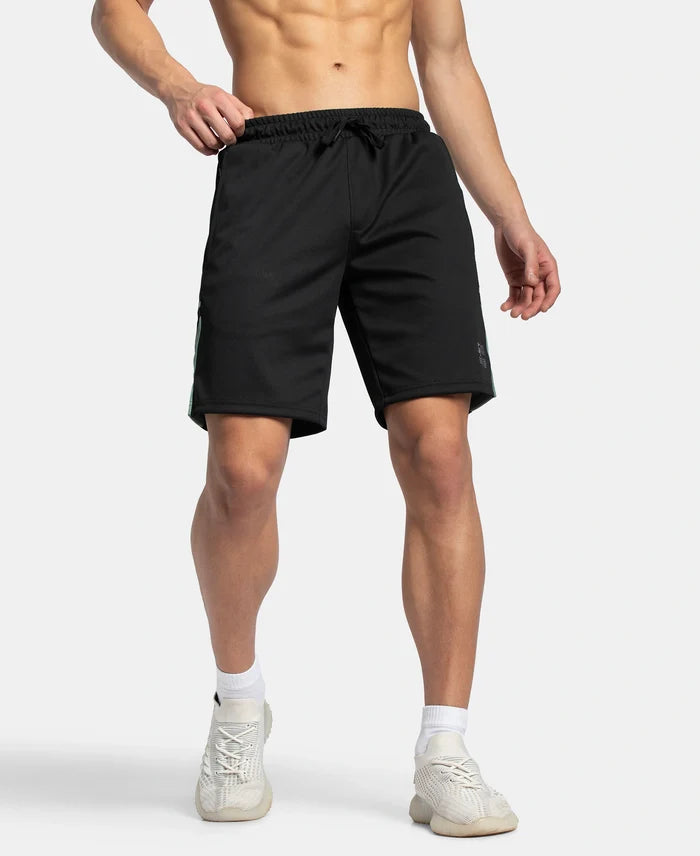 Recycled Microfiber Straight Fit Shorts with StayFresh Treatment - Black & Green