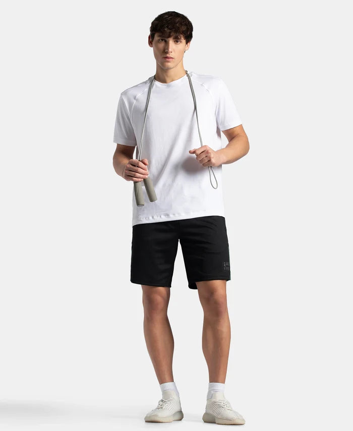 Recycled Microfiber Straight Fit Shorts with StayFresh Treatment - Black & Green