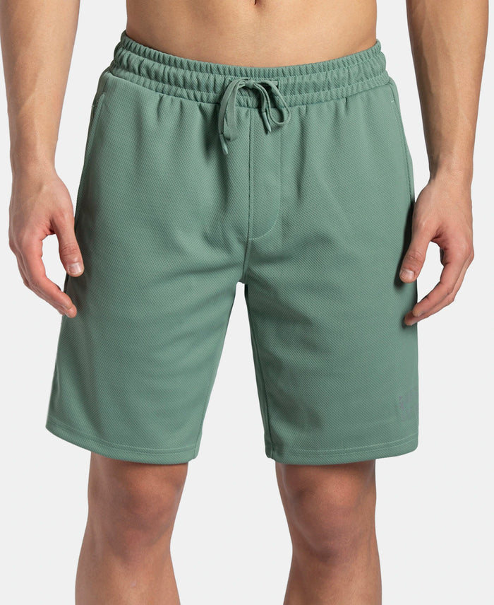 Recycled Microfiber Straight Fit Shorts with StayFresh Treatment - Green & White