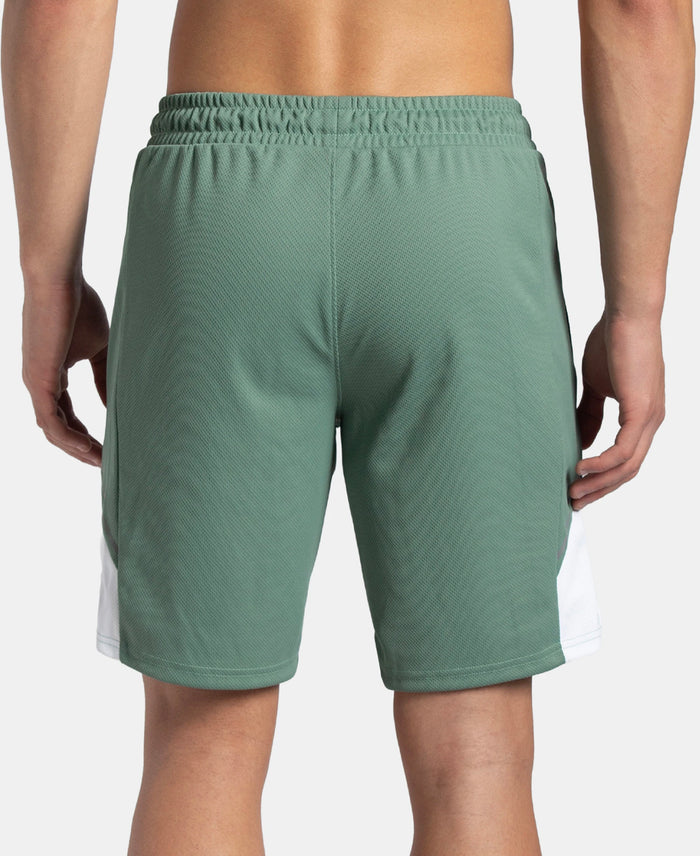 Recycled Microfiber Straight Fit Shorts with StayFresh Treatment - Green & White