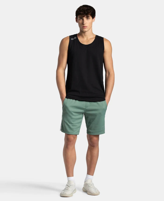 Recycled Microfiber Straight Fit Shorts with StayFresh Treatment - Green & White