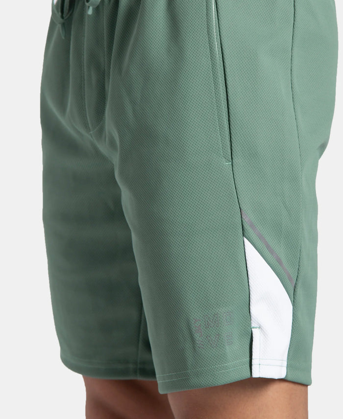 Recycled Microfiber Straight Fit Shorts with StayFresh Treatment - Green & White
