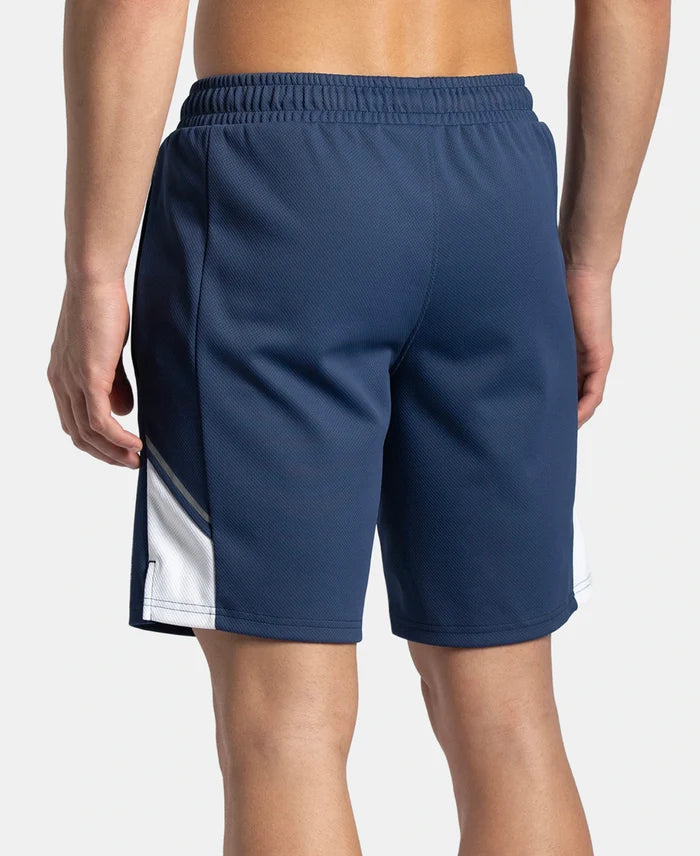 Recycled Microfiber Straight Fit Shorts with StayFresh Treatment - Navy & White
