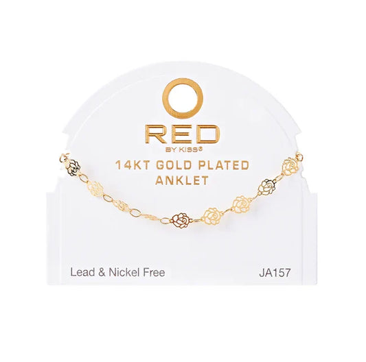 Red by Kiss 14kt Gold Plated Anklet Dainty Rose JA157