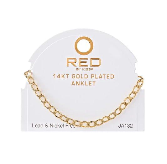 Red by Kiss 14kt Gold Plated Anklet Oval TX 4.7mm JA132