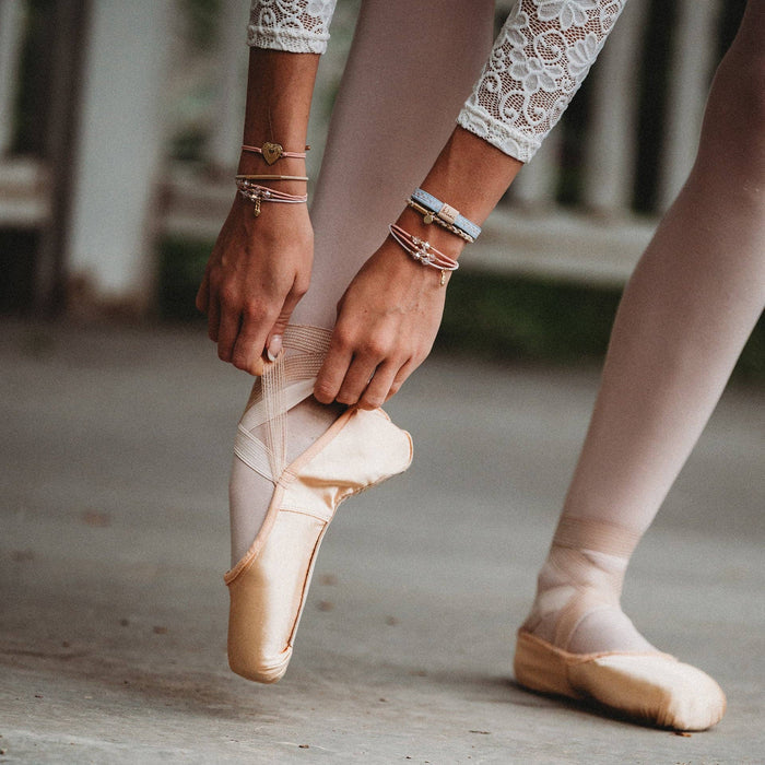 Relevé Pink Floral with Ballet Slipper Hair Tie Bracelets