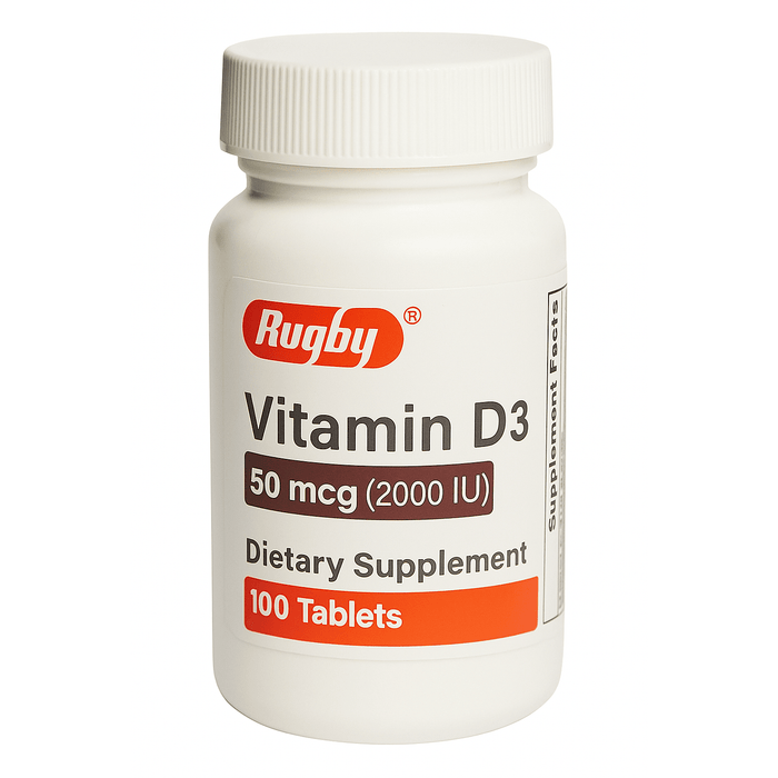 Rugby Vitamin D3 Supplement Bone Essential, 50 mcg - 80681017000 - LL Medico