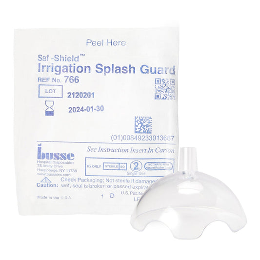 Saf-Shield Irrigation Splash Guard, Clear Plastic, Angled Inlet, Sterile - 766-Single - LL Medico